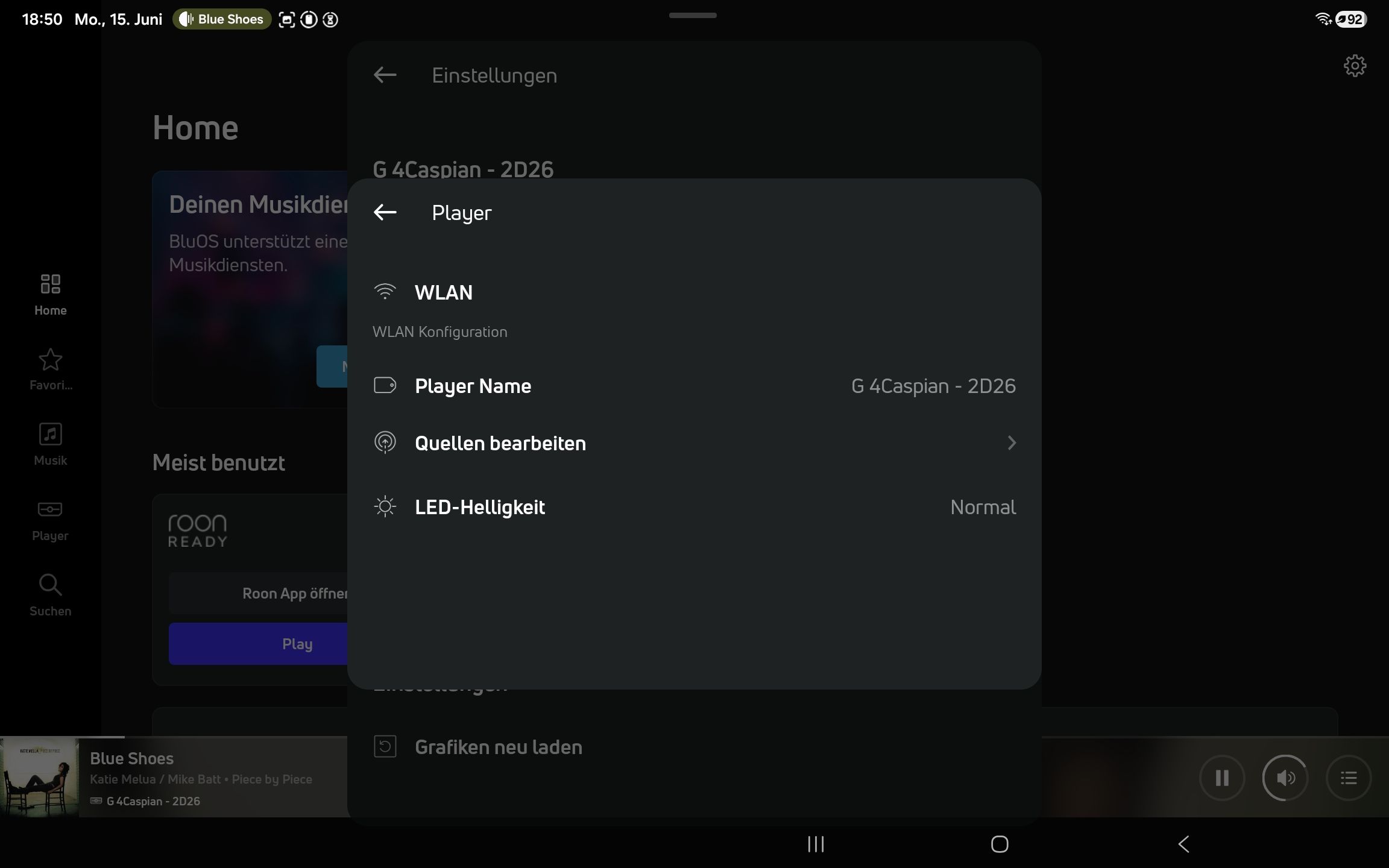 Caspian 4 G Player Einstellungen